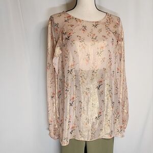 Worthington Cream Sheer Relaxed Blouse